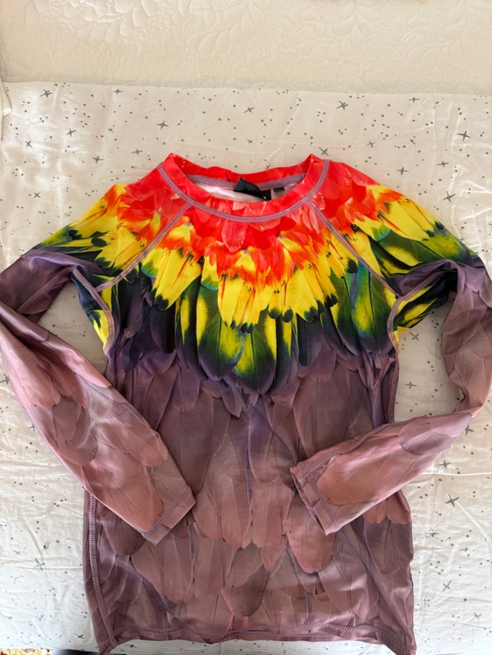 Kids MOLO Multicolor Feather-Print Long Sleeve Rash guard for swim 122/128